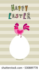 happy easter greeting card with chicken and egg graphic vector