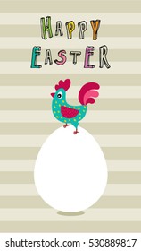 happy easter greeting card with chicken and egg graphic vector