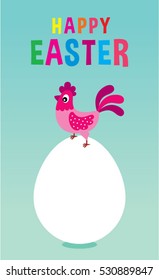 happy easter greeting card with chicken and egg graphic vector