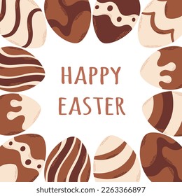 Happy Easter greeting card. Chocolate eggs. Easter sweets. Hand drawn vector illustration