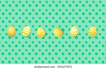 Happy Easter Greeting Card. Color easter eggs on the embossed flower background. Vector illustration EPS10