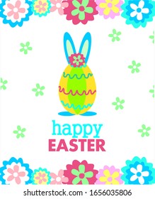 Feliz tarjeta de felicitación de Pascua con huevos felices de color 