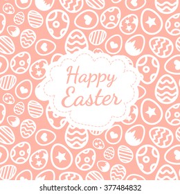 Happy Easter greeting card colored background of the eggs seamless pattern