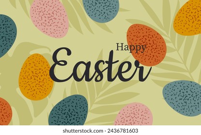 Happy easter. Greeting card with colorful eggs. Vector.