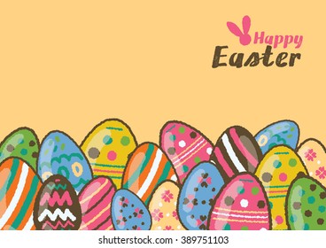 Happy easter Greeting Card and Colorful Easter eggs