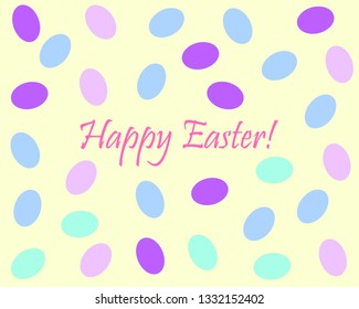 Happy Easter greeting card with colourful easter eggs. 