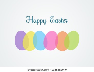 Happy Easter greeting card with colourful easter eggs. Vector illustration