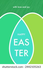 Feliz Pascua. Tarjeta de felicitación con huevo colorido y formas geométricas. Fondo de estilo minimalista moderno. Ilustración de vector