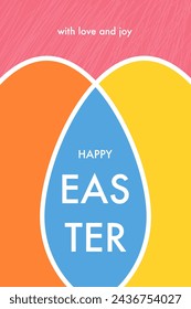 Happy Easter. Greeting card concept in modern minimal style. Background with Easter egg and geometric shapes. Vector illustration