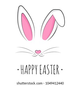 Happy Easter greeting card with cute bunny. Vector illustration.