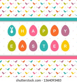 Happy Easter greeting card with cute rabbit