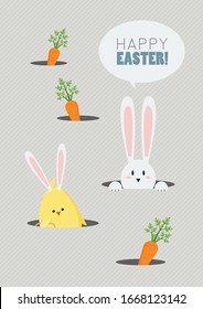 Happy Easter Greeting Card Cute Cartoon. Easter greeting card