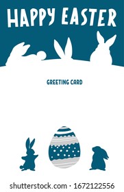 Feliz tarjeta de felicitación de Pascua, bonito conejito de Pascua