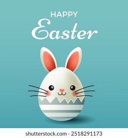 Happy Easter. Easter greeting card with cute bunny egg