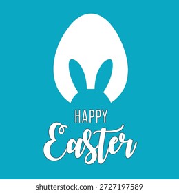Happy Easter Greeting Card with Cute Bunny Rabbit