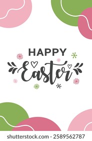  Happy Easter greeting, Easter card with decorative lettering.