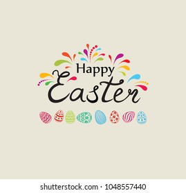 Happy Easter greeting card design. Holiday bakground with Easter eggs