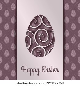 Happy Easter greeting card design with paper egg. Vector illustration. 