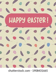 Happy Easter greeting card. Design for Easter, print, paper, banners, web. Vector flat illustration