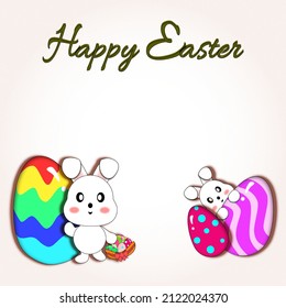 Ein Grußkartendesign mit Bunnies und Eiern.