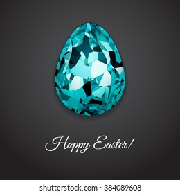 Feliz diseño de tarjetas de felicitación de Pascua con el creativo huevo de Pascua en fondo oscuro y firmar Feliz Pascua, ilustración vectorial.
