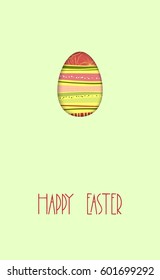 Happy easter greeting card design. Egg and lettering. Vector illustration.