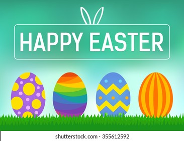 Happy Easter greeting card or display vector poster