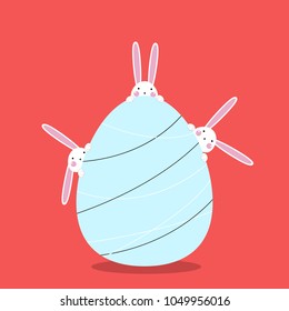 Happy Easter Greeting card, Greeting card with Easter egg and rabbit, Funny bunny, Easter Bunny, illustration vector.