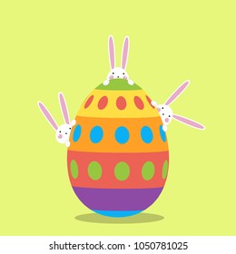 Happy Easter Greeting card, Greeting card with Easter egg and rabbit, Funny bunny, Easter Bunny, illustration vector.