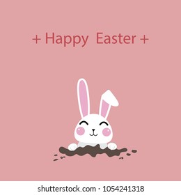 Happy Easter Greeting card, Greeting card with Easter egg and rabbit, Funny bunny, Easter Bunny, illustration vector.