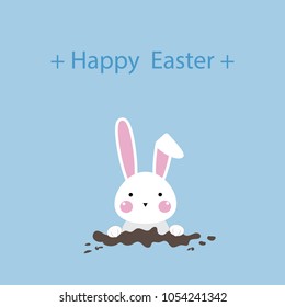 Happy Easter Greeting card, Greeting card with Easter egg and rabbit, Funny bunny, Easter Bunny, illustration vector.