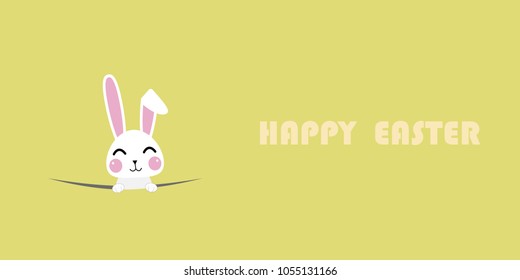 Happy Easter Greeting card, Greeting card with Easter egg and rabbit, Funny bunny, Easter Bunny, illustration vector.