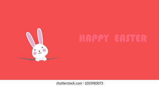Happy Easter Greeting card, Greeting card with Easter egg and rabbit, Funny bunny, Easter Bunny, illustration vector.