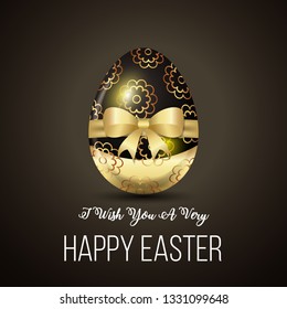 Happy Easter greeting card with Easter Egg - Vector - Vector