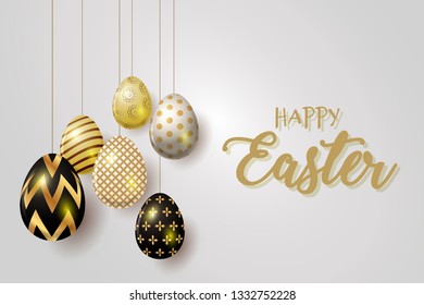 Happy Easter greeting card with Easter Egg - Vector - Vector