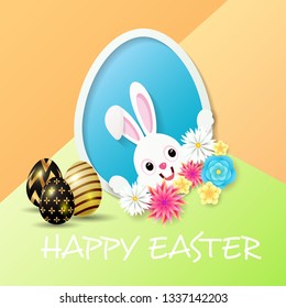 Happy Easter greeting card with Easter Egg - Vector