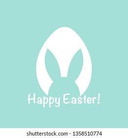 Happy Easter greeting card with egg , rabbit. Creative background
