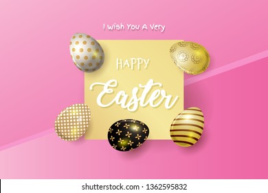 Happy Easter greeting card with Easter egg - Vector - Vector