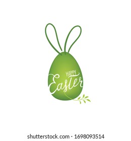 Happy Easter greeting card with egg and rabbit ears