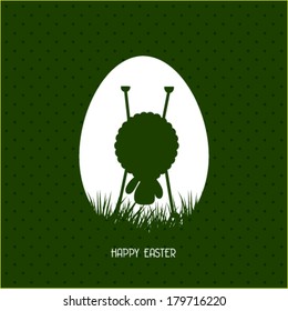 Happy Easter greeting card with egg and rabbit 