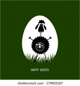 Happy Easter greeting card with egg and rabbit 