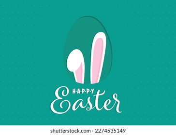 Feliz tarjeta de saludo de Pascua con huevo, conejo. Conejo de Pascua, fondo de textura.