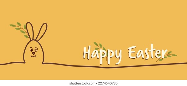 Happy Easter greeting card with egg, rabbit. Easter Bunny, texture background.