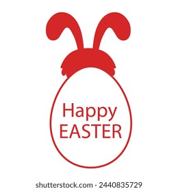 Feliz Pascua tarjeta de felicitación con huevo, conejo. Conejito de Pascua.
