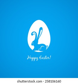 Happy Easter greeting card. Egg with bunny. Minimal design. Vector template 