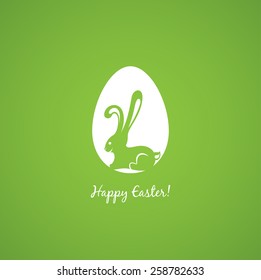 Happy Easter greeting card. Egg with bunny. Minimal design. Vector template 
