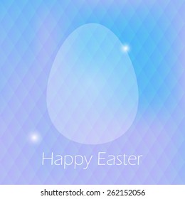 Happy Easter Greeting Card with Egg and blured purple background. Holiday card blurred purple background. Vector illustration