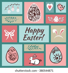 Happy Easter greeting card. Easter egg. Vector illustration