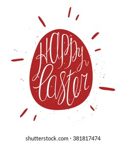 Happy Easter greeting card in egg