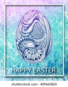 Happy Easter greeting card with Egg in modern  style background. Vector illustration.